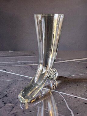 Vintage Krosno Poland Designer Series Clear Cornucopia Glass Vase